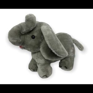 Vintage 1978 R. Dakin Stuffed Animal Elephant Plush Gray Pink 15" x 11"